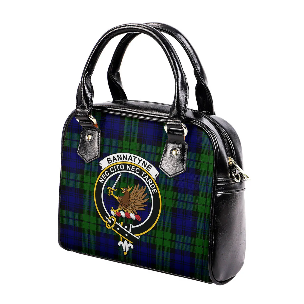 Bannatyne Tartan Shoulder Handbags with Family Crest