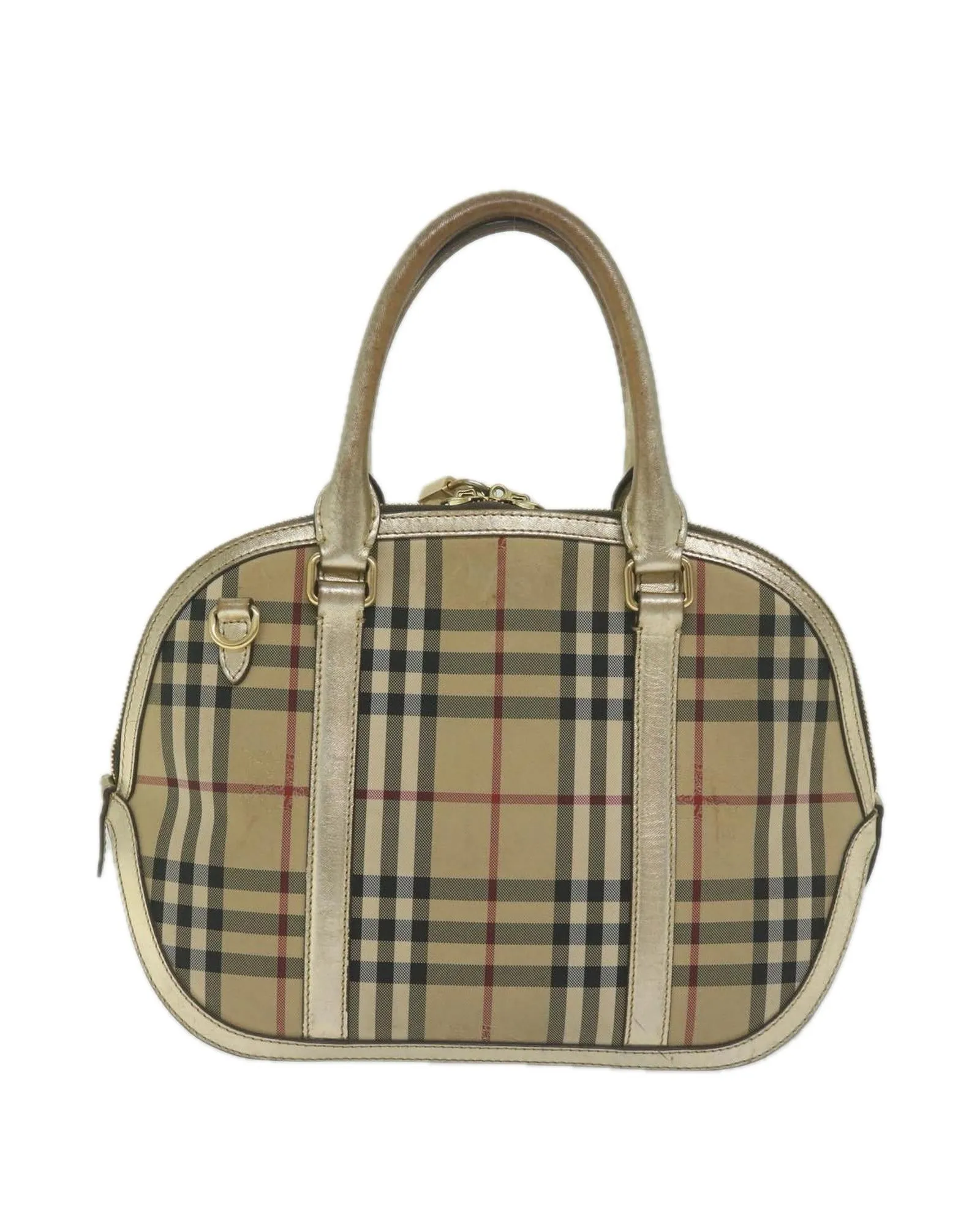 Beige Nylon Canvas Hand Bag with Padlock and Key