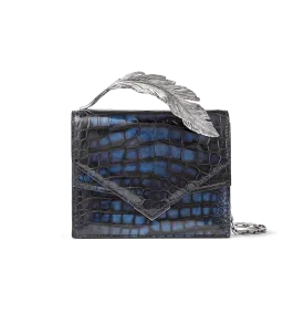 Blue and Black Alligator Alina Clutch