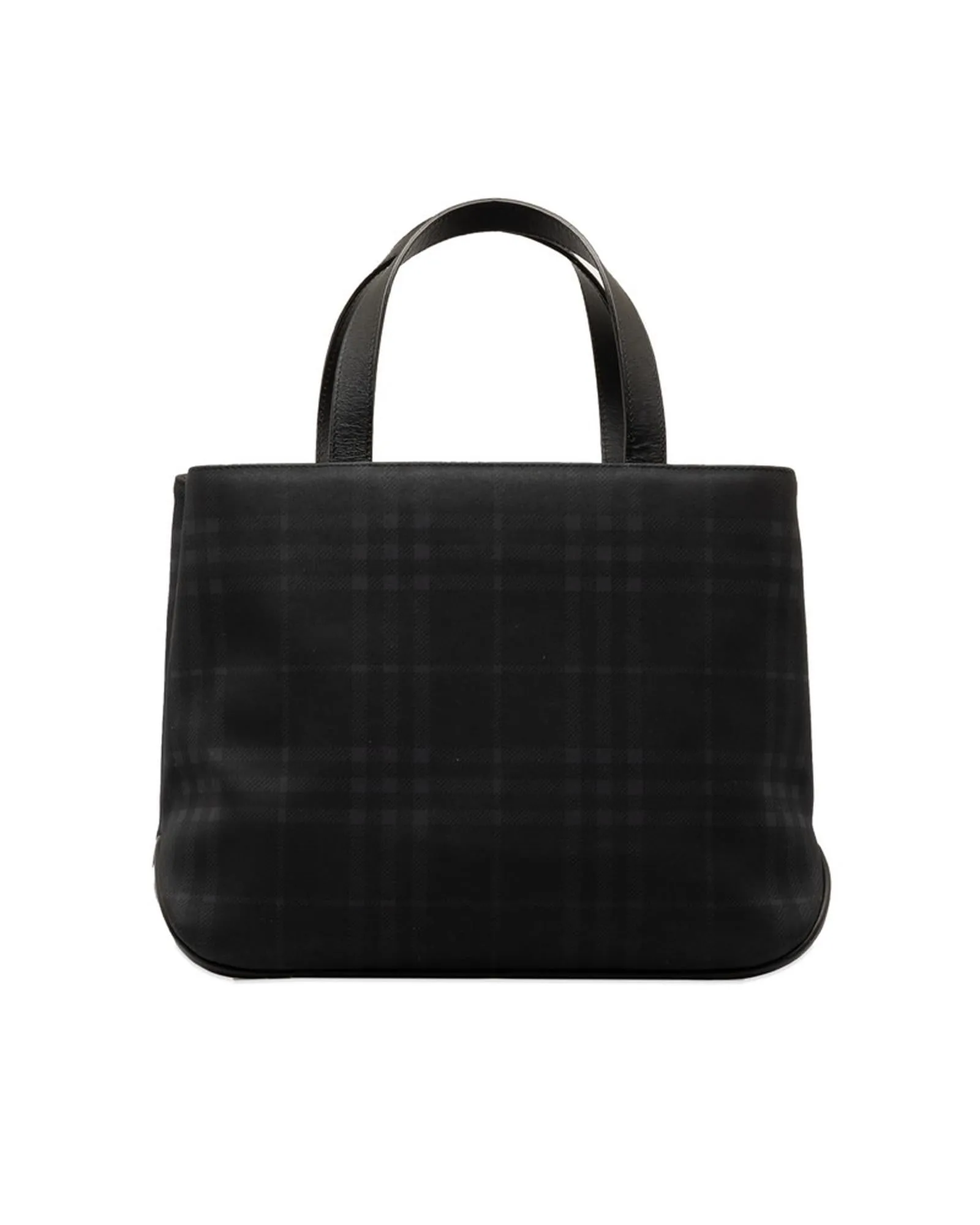 Canvas Leather Check Handbag in Navy Black by Burberry
