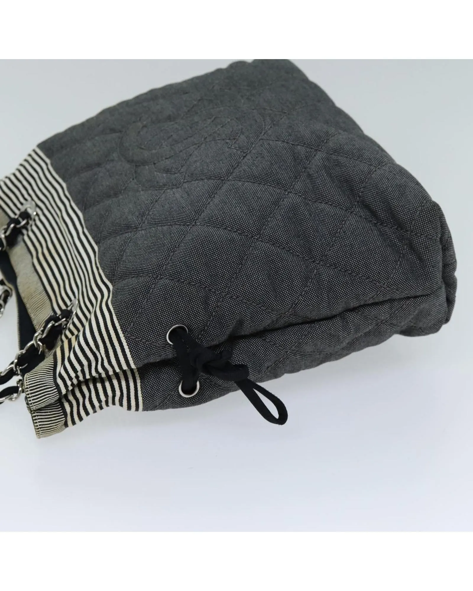 Canvas Matelasse Chain Tote Bag with CC Mark Design