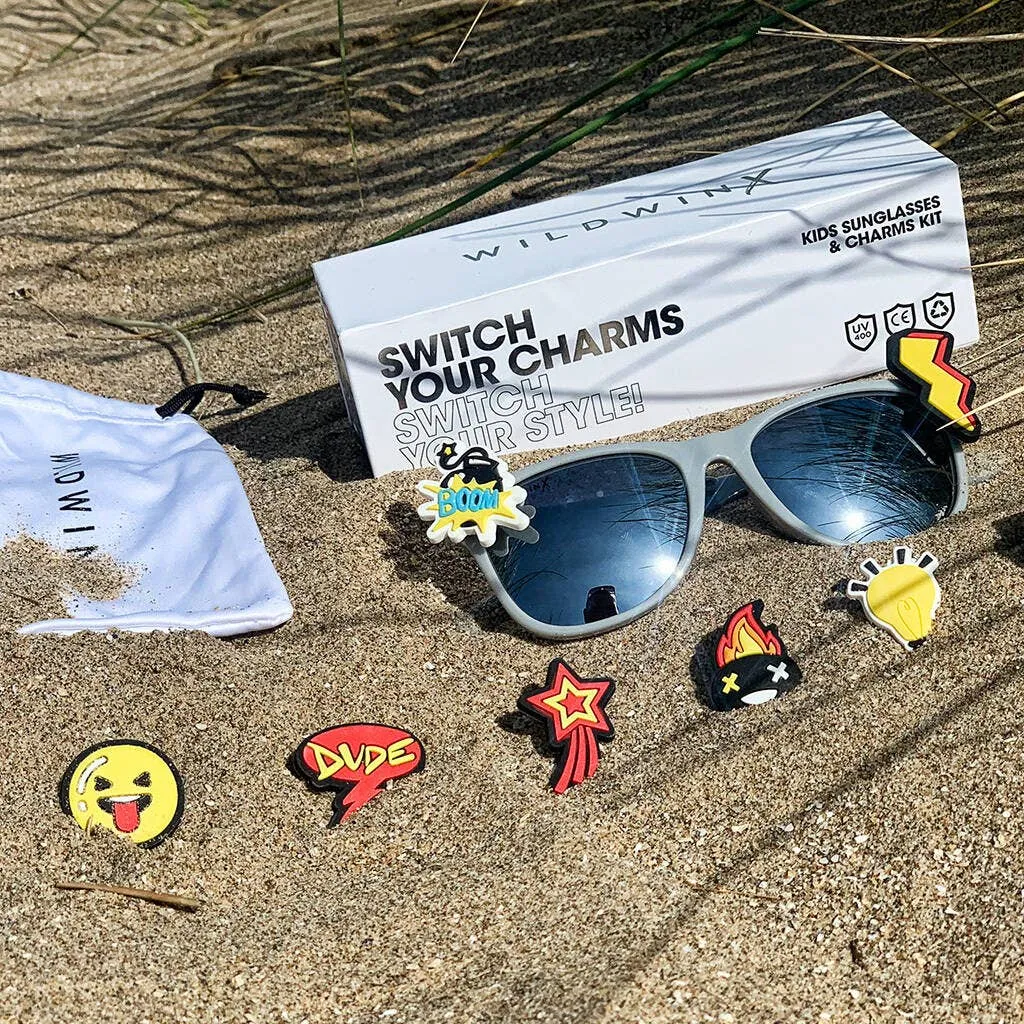 Children’s Grey Sunglasses & Charm Kit - Icons