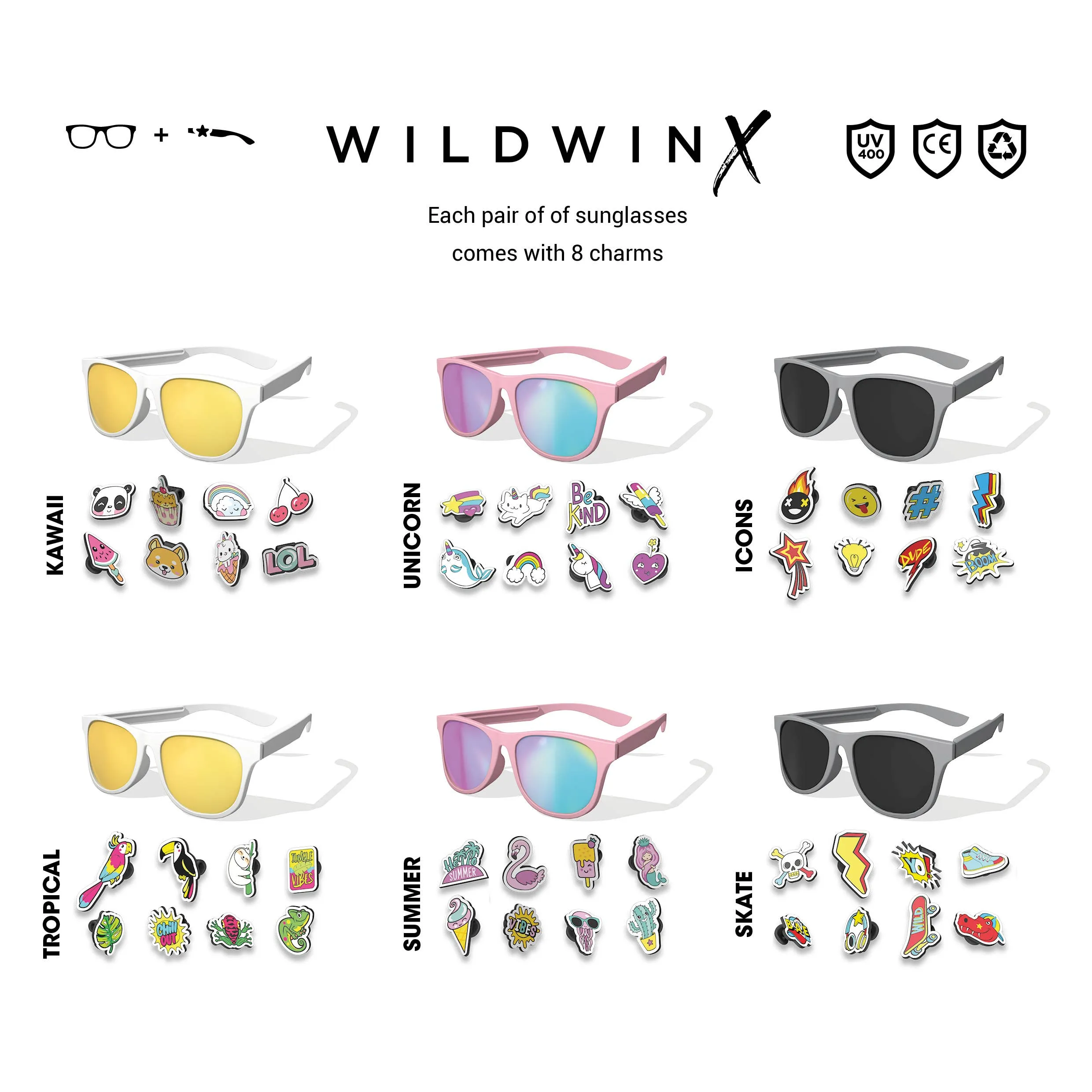 Children’s Pink Sunglasses & Charm Kit - Unicorn
