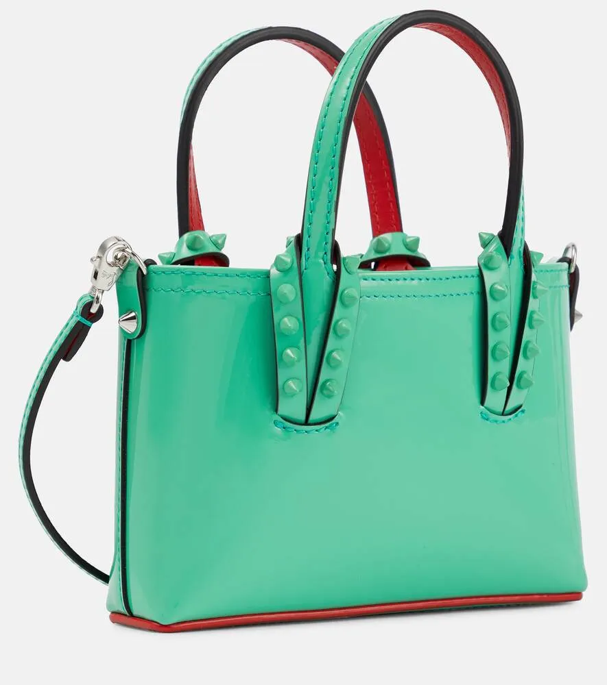 Christian Louboutin Cabata Nano Tote in Patent Leather, Green