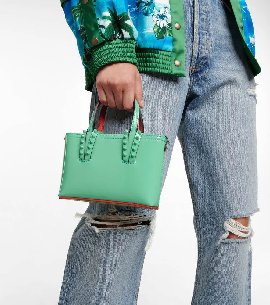 Christian Louboutin Cabata Nano Tote in Patent Leather, Green