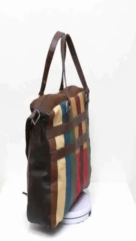 CR0020 Reworked Leather Patchwork Duffel Bag Multi-Color Colorful Retro