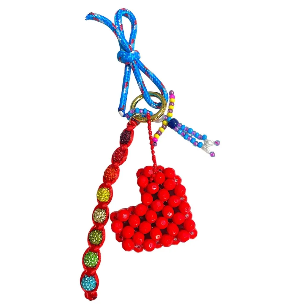 Eclectic Bungee Rope Beaded Bag Charm