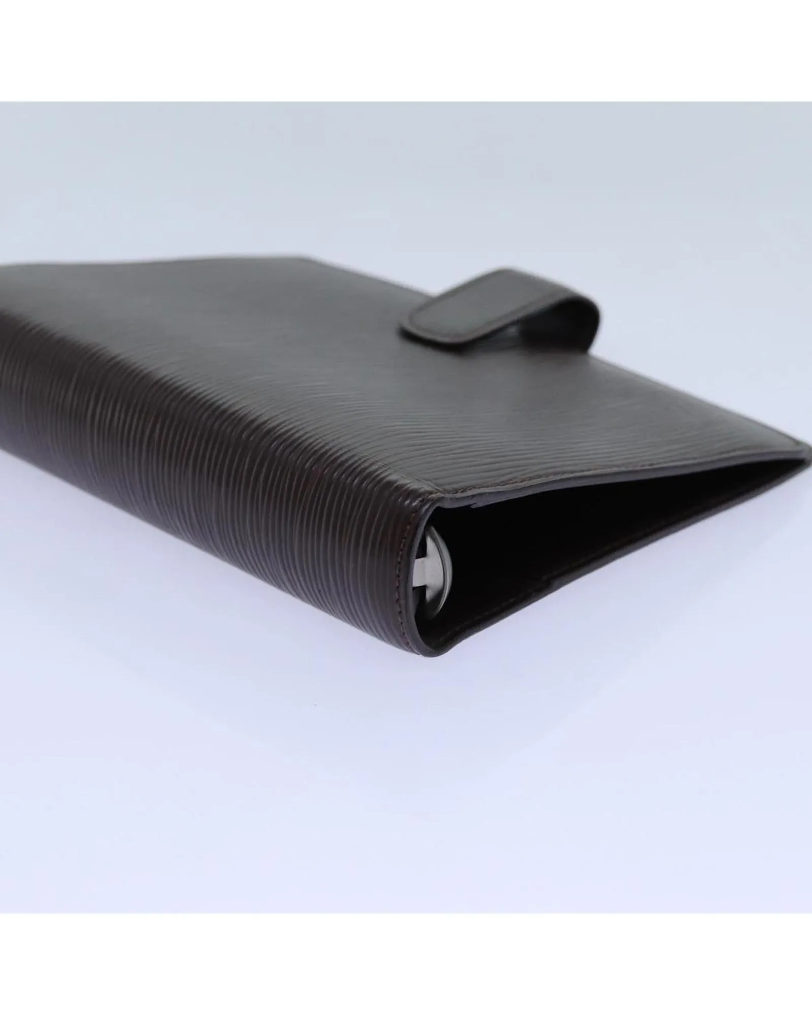 Epi Leather Day Planner Cover with Metal Fittings - Mocha