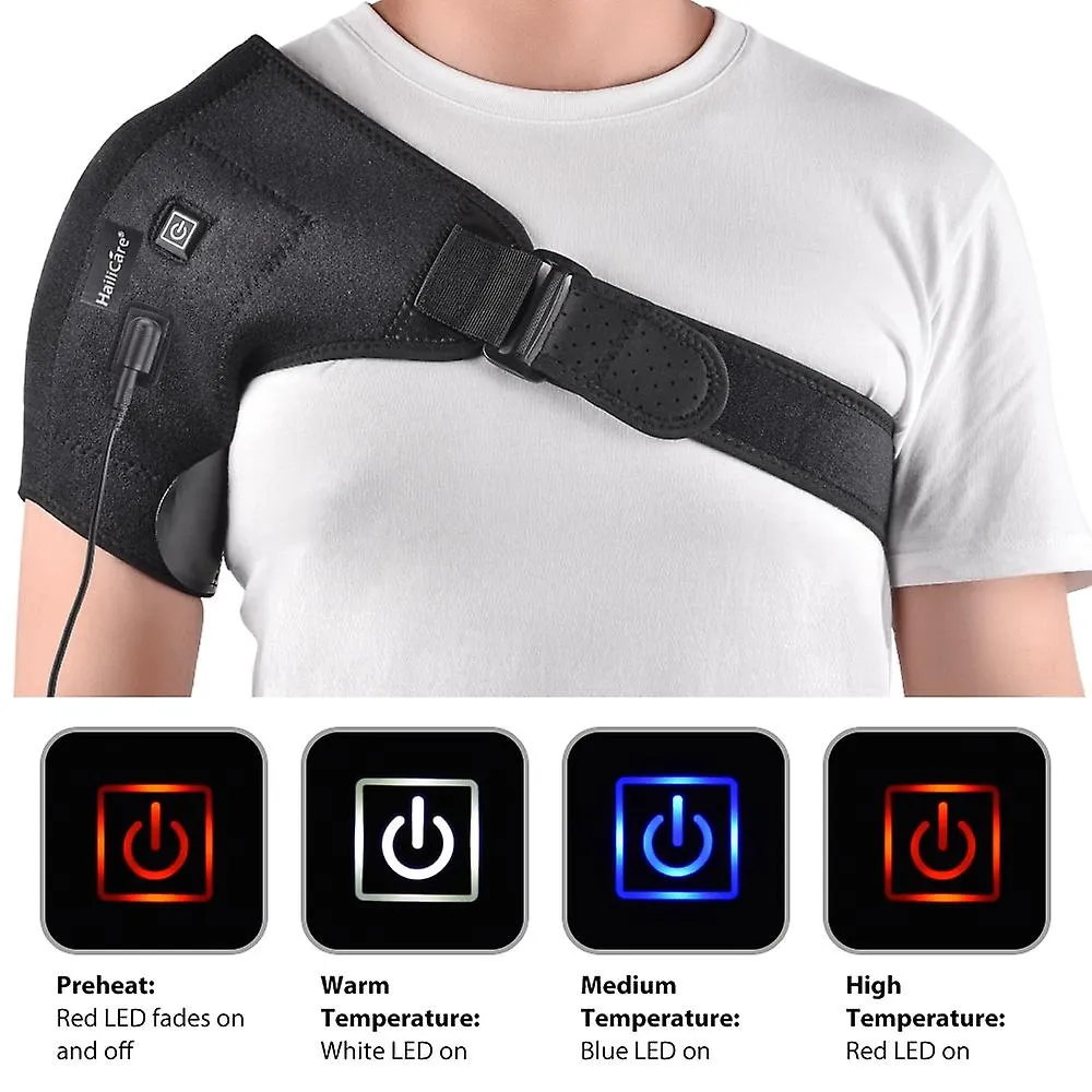 EU Plug Electric Heat Therapy AdjUStable Shoulder Brace Back Support Belt For Dislocated Shoulder Rehabilitation Fa0551