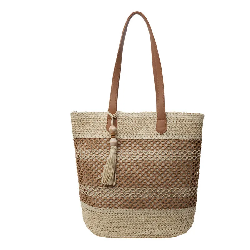 Fashion Stripe Straw Shoulder Bags