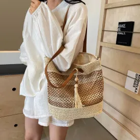 Fashion Stripe Straw Shoulder Bags