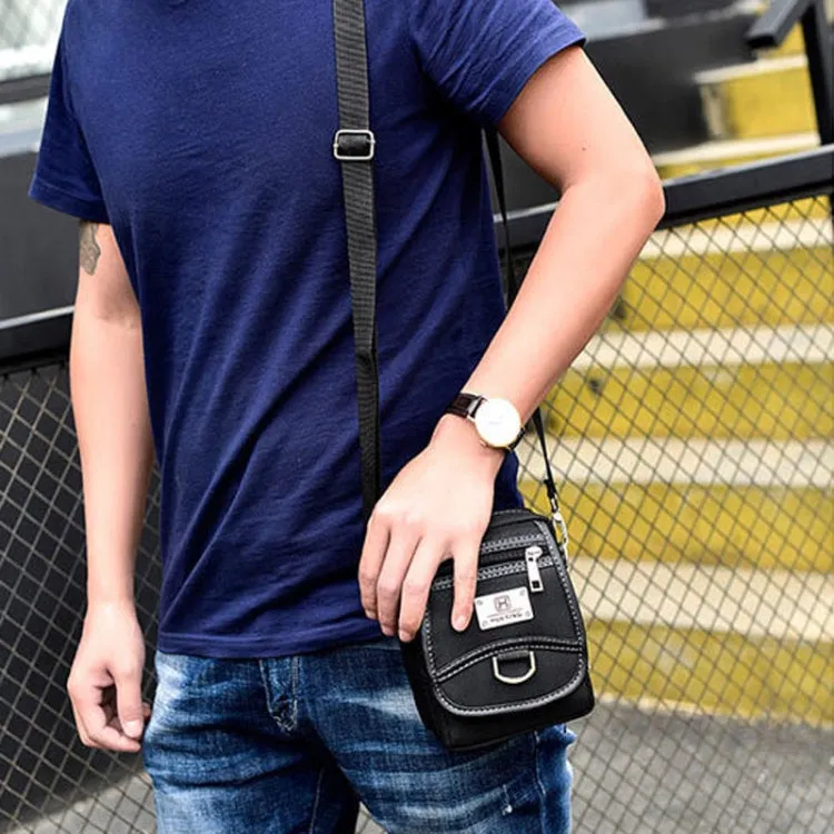 H3324 Commercial Male Single Shoulder Crossbody Bag Oxford Fabric Small Backpack, Color: Black Large