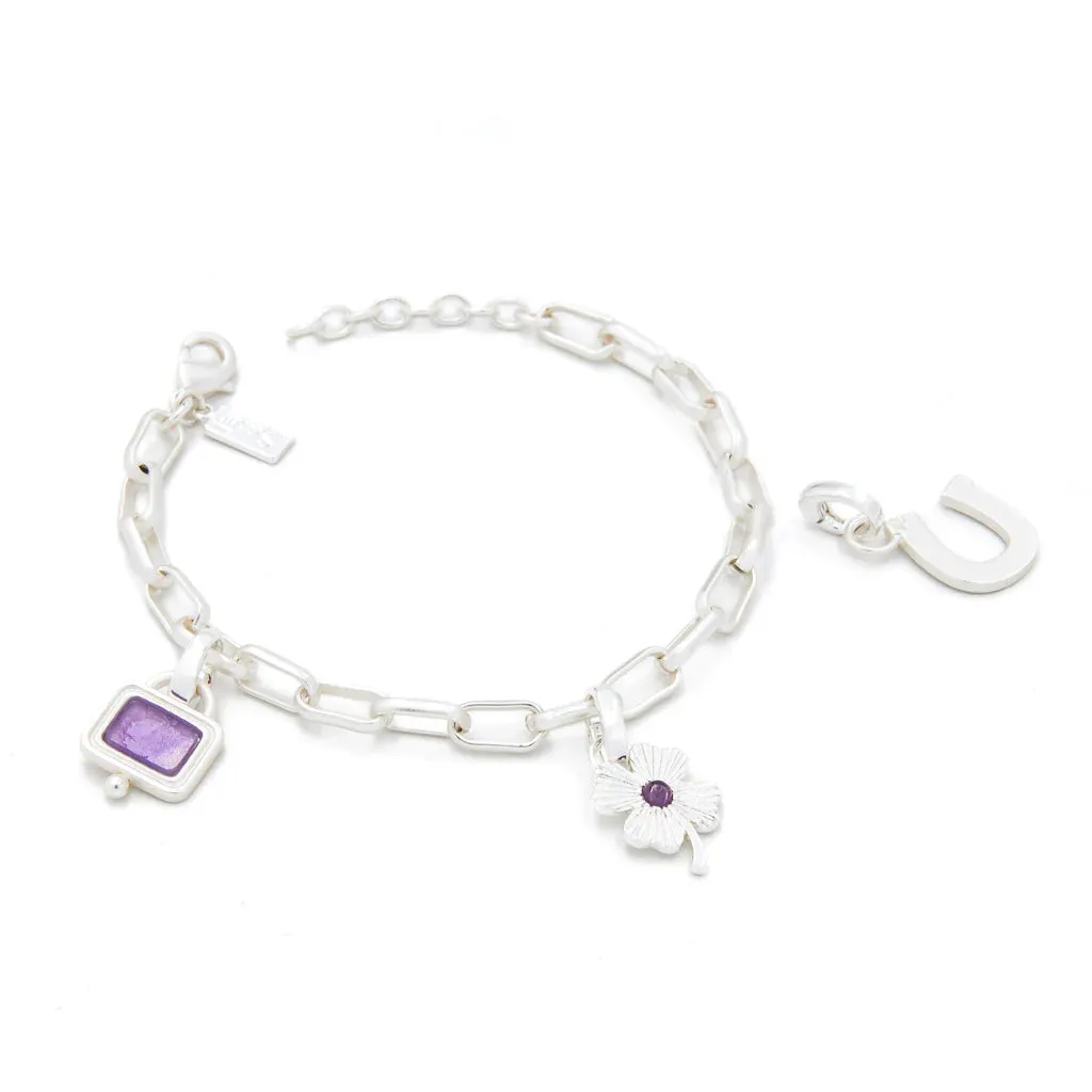Interchangeable Charm Bracelet | Amethyst/Protection/Silver