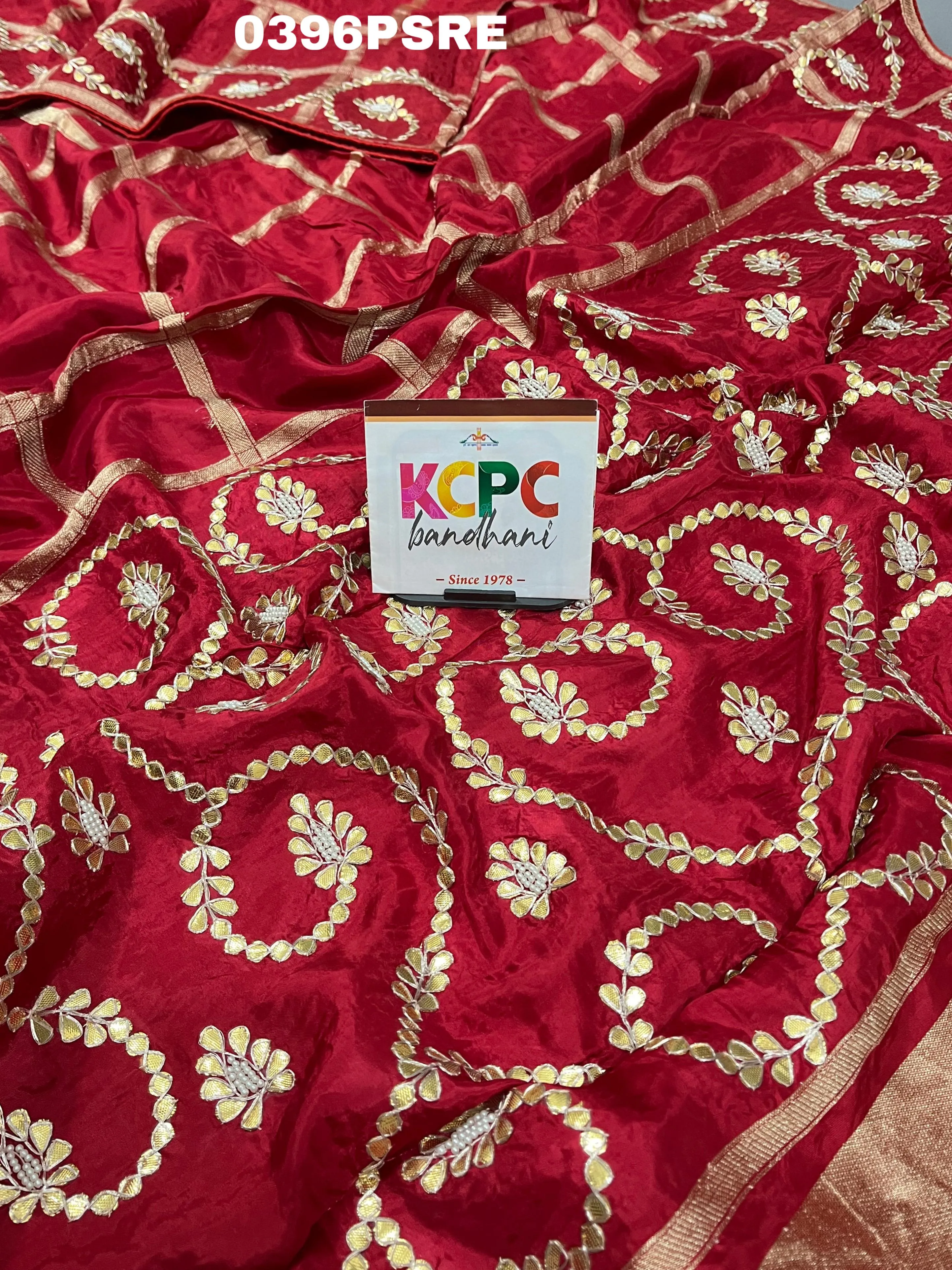 KCPC New Beautiful Semi Gaji Silk Gotapatti Work Saree With Blouse, AMT