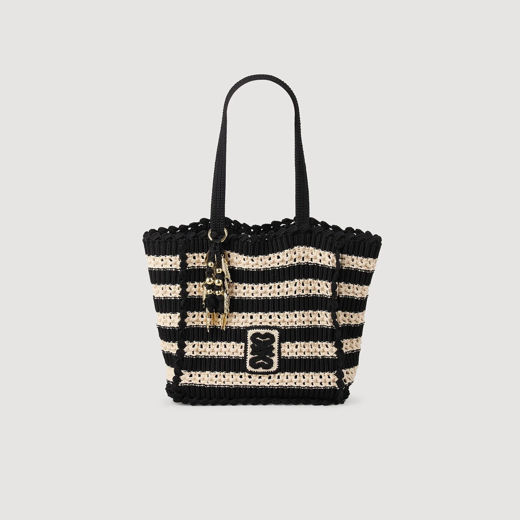 Newbaleares Two-Tone Crochet Bag Ecru / Black