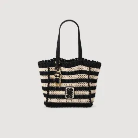 Newbaleares Two-Tone Crochet Bag Ecru / Black