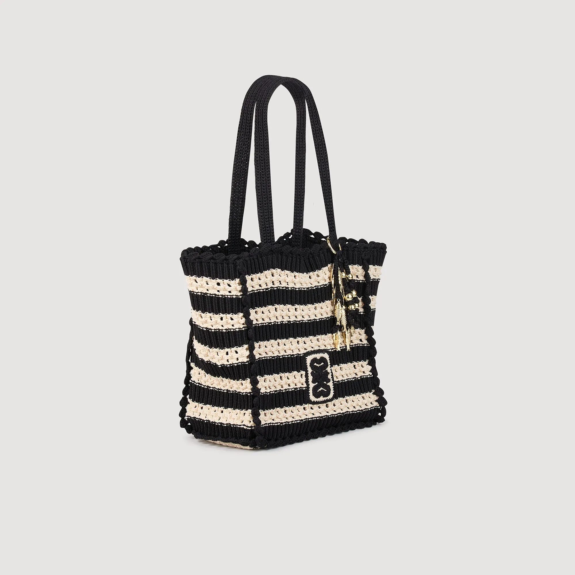 Newbaleares Two-Tone Crochet Bag Ecru / Black