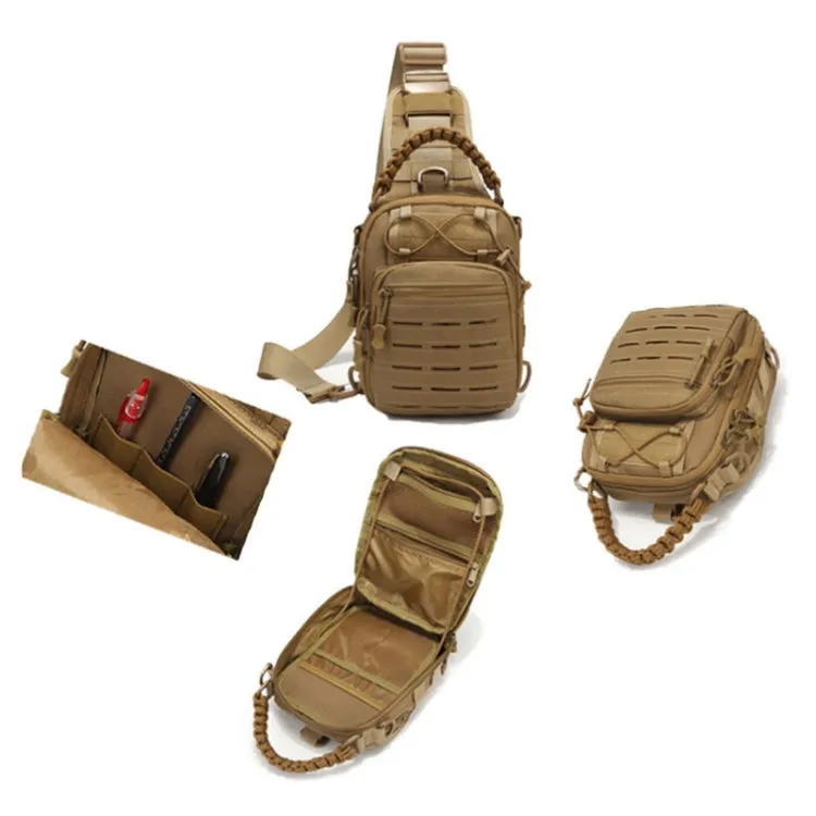 Outdoor Sports Multifunctional Laser Cutting Crossbody Bag(Khaki)