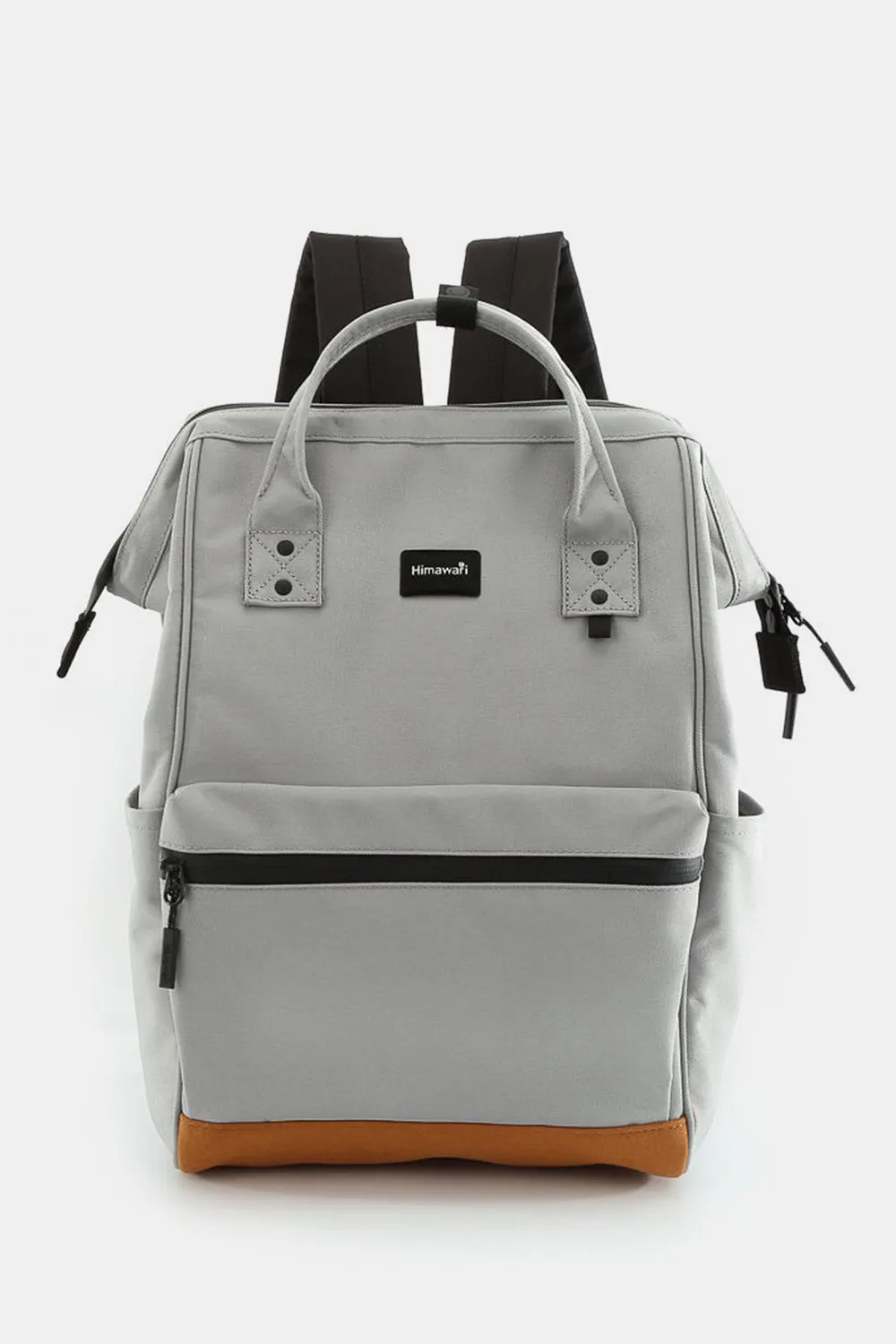 Solid Color Waterproof Canvas Travel Backpack Bag with USB Port