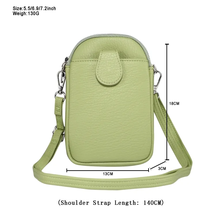 Universal Litchi Texture Phone Crossbody Bag Leather Case for 5.5-7.2 inch Phones(Green)