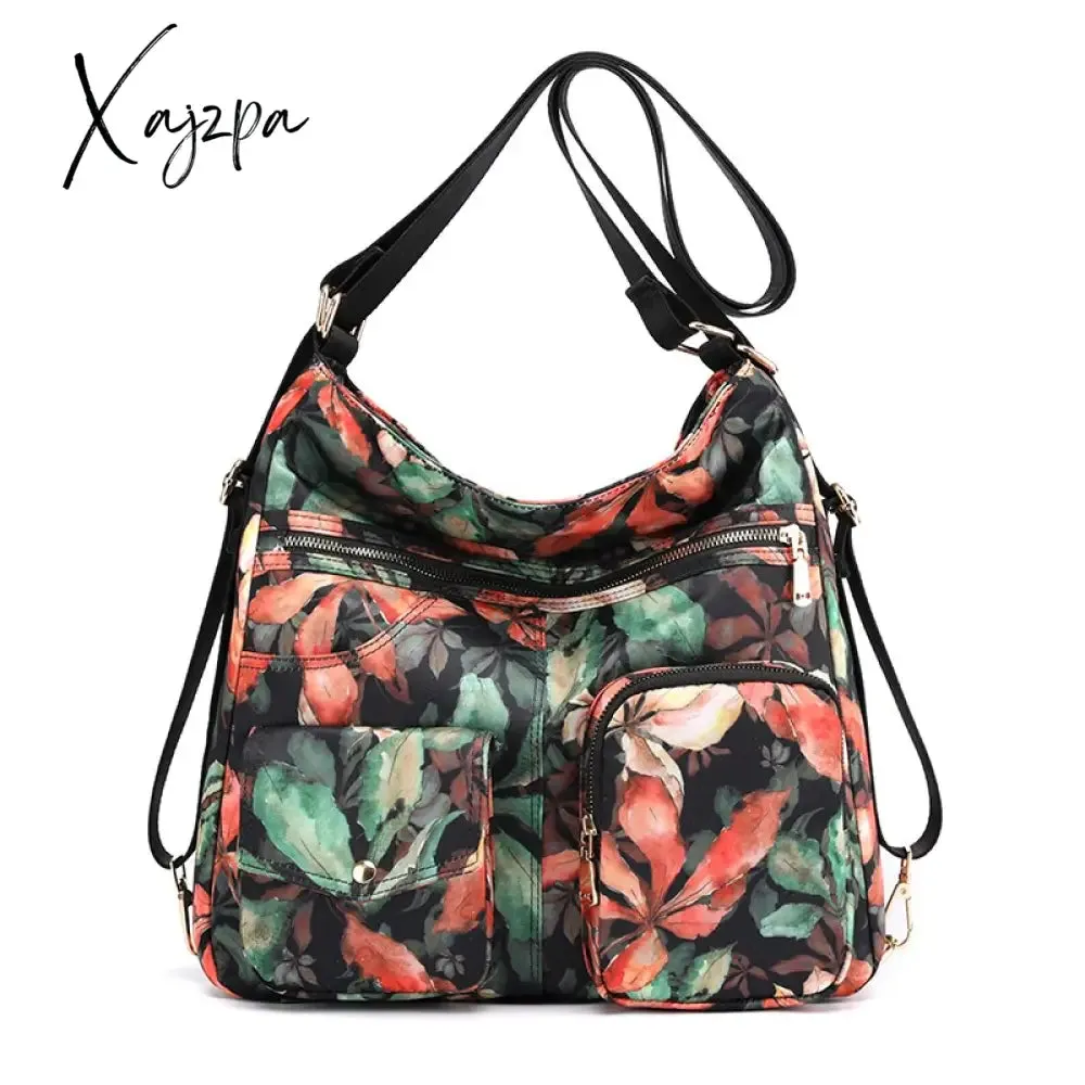 Xajzpa - Fashion Woman Nylon Laptop Backpack Multifunctional Floral Zipper Soft Travel Bag Mochila Feminina School Bags For Teenage Girls