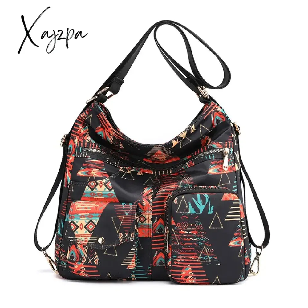 Xajzpa - Fashion Woman Nylon Laptop Backpack Multifunctional Floral Zipper Soft Travel Bag Mochila Feminina School Bags For Teenage Girls